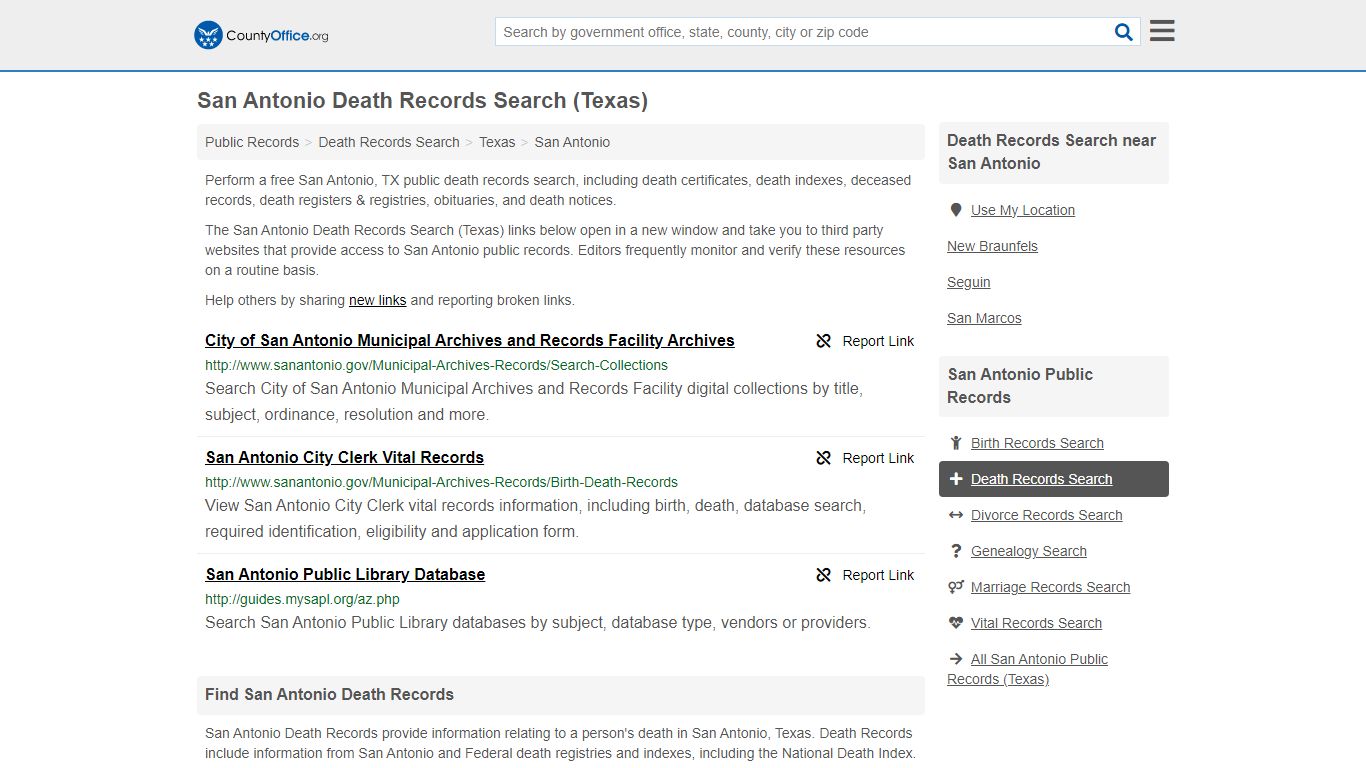 San Antonio Death Records Search (Texas) - County Office