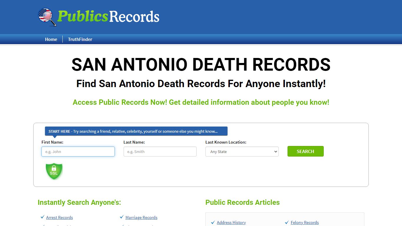 Find San Antonio Death Records For Anyone Instantly!